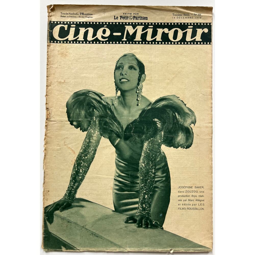 Gorgeous French 1934 Josephine Baker Magazine ZouZou Cine Miroir Siren Tropics